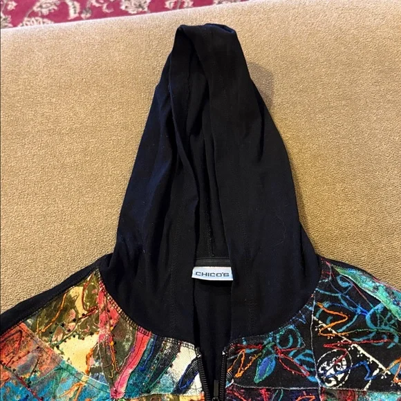 Chico’s Beaded Hoodie Zip Up Long Sleeve Jacket Size 2 (TD)